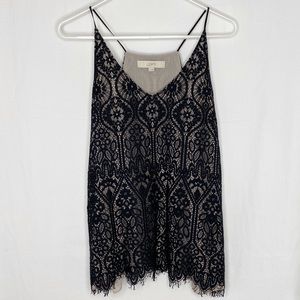 LOFT Black Lace Sleeveless Blouse